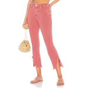 Paige Hoxton Straight Ankle Jeans Frayed Split Hem Vintage Wildflower Size 30